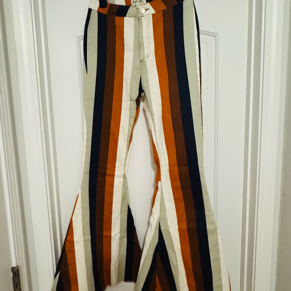 Peach Love Striped Flare Pants